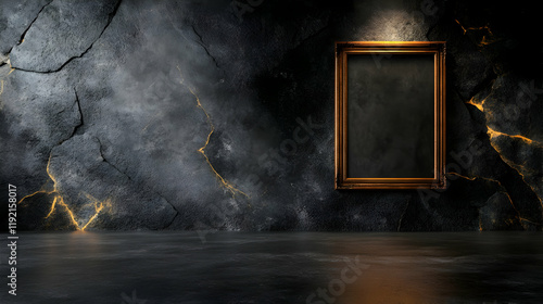 Empty brown wooden frame on transparent backgtound.