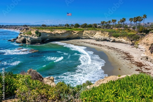 Coastal scenic view of la jolla cove california landscape photography sunny beach environment outdoor perspective photo