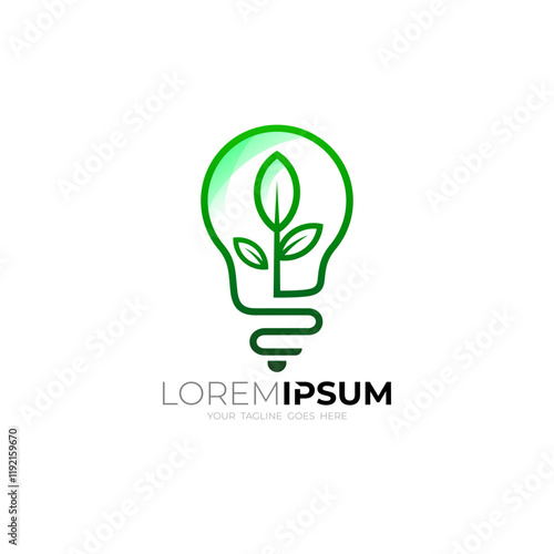 eco friendly energy logo, bulb logo and tree design combination