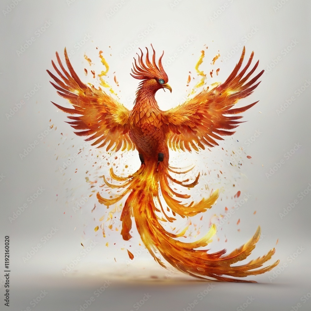 Fototapeta premium illustration of a red and yellow macaw illustration of an abstract bird heart with wings red and yellow bird red and yellow macaw bird of paradise