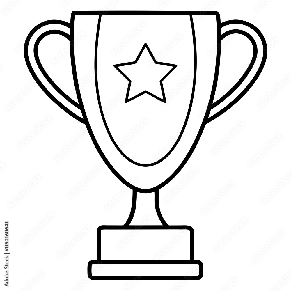 Stylish Trophy Outline Vector with Sleek Line Details Stylish Trophy Outline Vector with Sleek Line Details