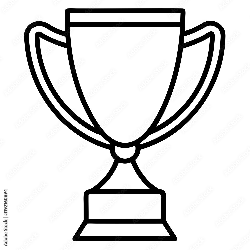 Stylish Trophy Outline Vector with Sleek Line Details Stylish Trophy Outline Vector with Sleek Line Details