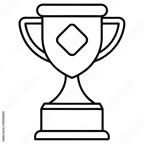 Stylish Trophy Outline Vector with Sleek Line Details