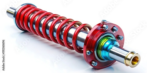 3D Rendered Car Shock Absorber: Detailed Dust Cap, Buffer & Strut Mountings photo