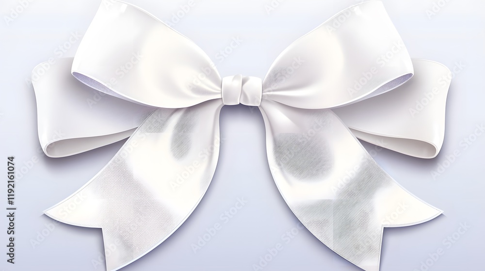 Naklejka premium White ribbon bows isolated on a transparent background.