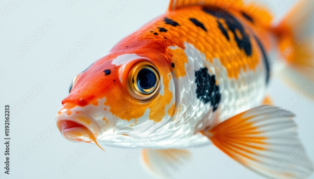 Koi Fish Portrait: Vibrant Scales, Artistic Close-up Koi Fish Portrait: Vibrant Scales, Artistic Close-up
