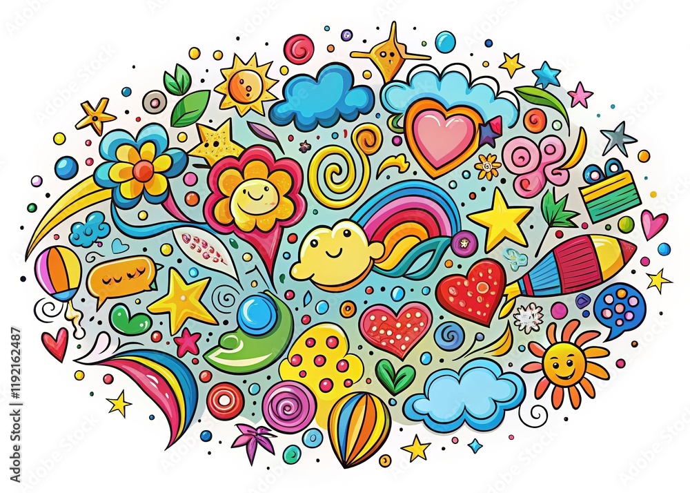 Colorful Doodle Speech Bubbles: Bright, Fun Communication Graphics Colorful Doodle Speech Bubbles: Bright, Fun Communication Graphics