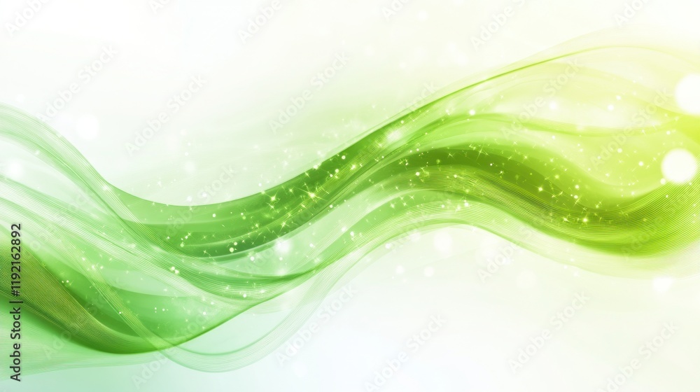 A clean and energetic green abstract wave background with sparkling particles and smooth gradients, perfect for technology visuals A clean and energetic green abstract wave background with sparkling particles and smooth gradients, perfect for technology visuals