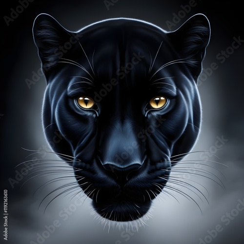 Close-up of a black panther's face.