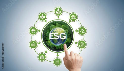 ESG Global Sustainability Concept, Eco-Friendly Circular Design