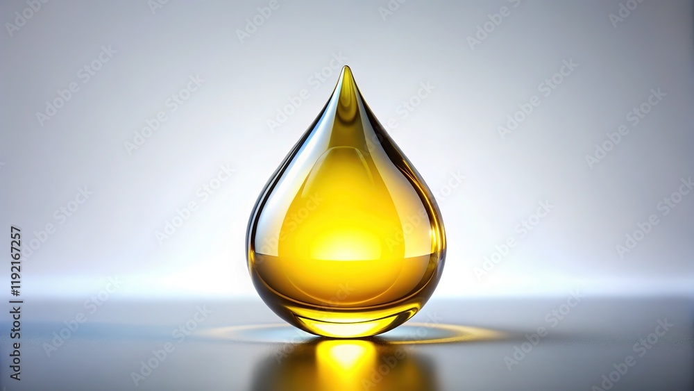 Minimalist Glass Oil Drop, White Background, Bright, Sharp, High-Resolution Photo Minimalist Glass Oil Drop, White Background, Bright, Sharp, High-Resolution Photo