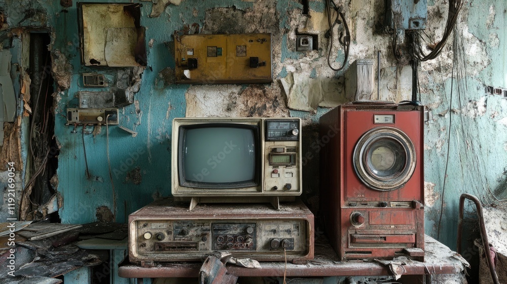 Forgotten Technology: Retro Electronics in a Derelict Room Forgotten Technology: Retro Electronics in a Derelict Room