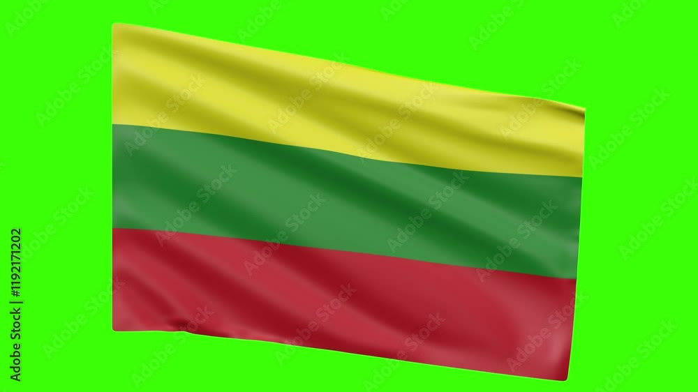 3D Looped Animated LITHUANIA Flag Waving on Green Screen Background 3D Looped Animated LITHUANIA Flag Waving on Green Screen Background