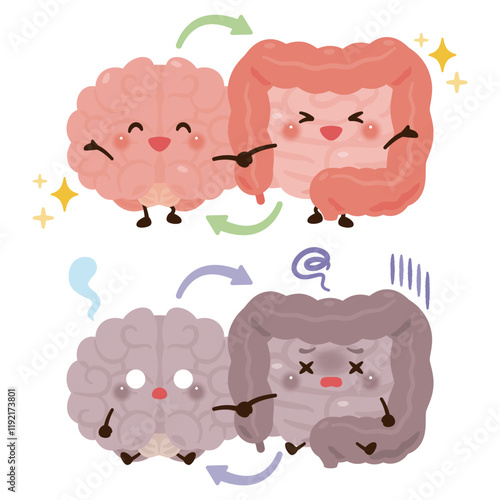 お互いに影響しあう腸と脳のキャラクター