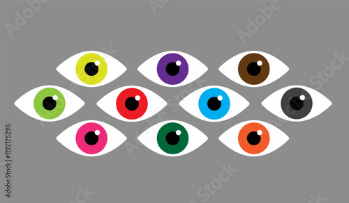 Simple eyes of different color set.Bauhaus eye. Minimal geometric design of the 20s. Abstract vector template with elements of primitive forms. 