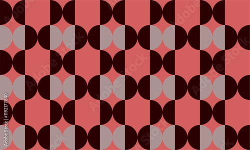 Black pink gray polka dots, half circle on black background for backdrop and wallpaper template. repeat seamless style design for fabric printing, square block