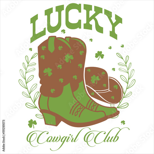 LUCKY COW GIRL CLUB  St.Patrick’s Day Funny Saying T-Shirt Design