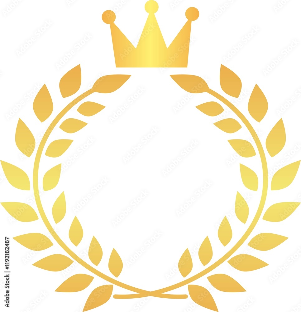 あしらい　飾り　フレーム　月桂樹　月桂冠　王冠　マーク　シンボル　ロゴ　イラスト素材