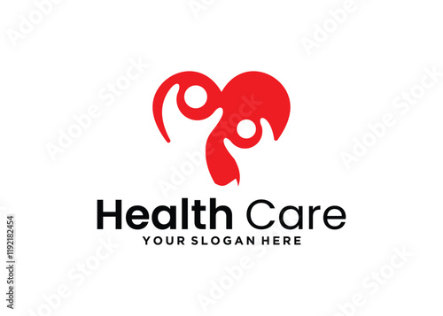 healthcare logo design with two people in heart concept