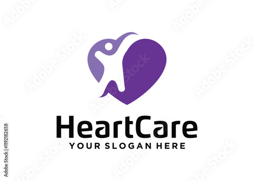 heart health logo design with heart and person silhouette