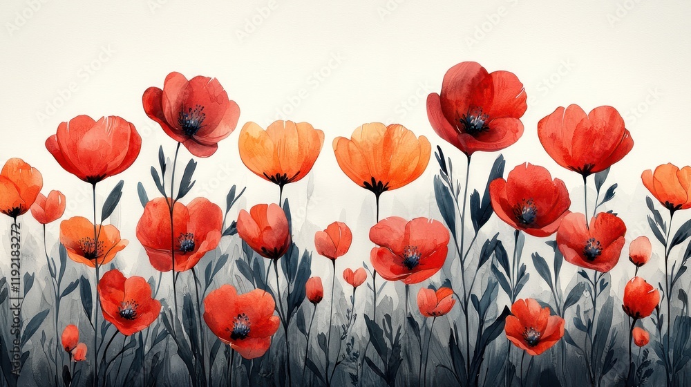 Vibrant watercolor flowers in a serene composition. Vibrant watercolor flowers in a serene composition.