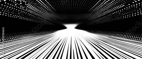 Vector black and white light streaking background.
