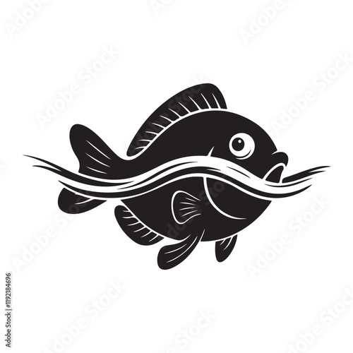 Print fish vector silhouette illustration .