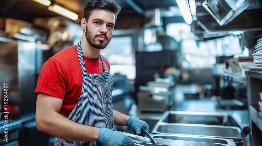 Professional chef working in restaurant kitchen Professional chef working in restaurant kitchen