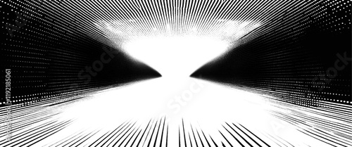 Vector black and white light streaking background.
