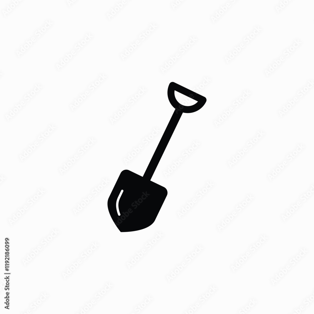 Shovel icon. Front view. Vector simple flat graphic illustration. Black silhouette fully editable vector template Shovel icon. Front view. Vector simple flat graphic illustration. Black silhouette fully editable vector template