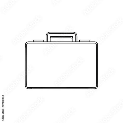 Minimalistic black-and-white business briefcase illustration on plain background