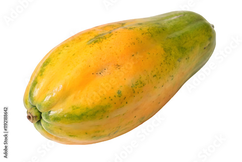 Papaya fruti cut in halves on white background photo