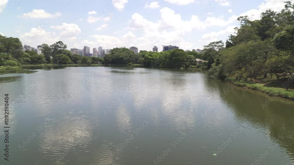 Panning video of the Ibirapuera park, a urban oasis in Sao Paulo, Brazil Panning video of the Ibirapuera park, a urban oasis in Sao Paulo, Brazil