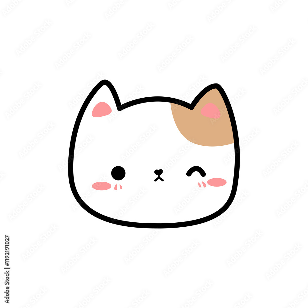 Cartoon shaped cute cat face character picture Cartoon shaped cute cat face character picture