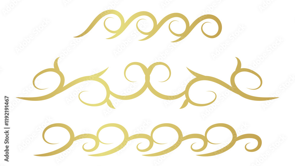 Fototapeta premium gold decorative swirl lines element set isolated on white background