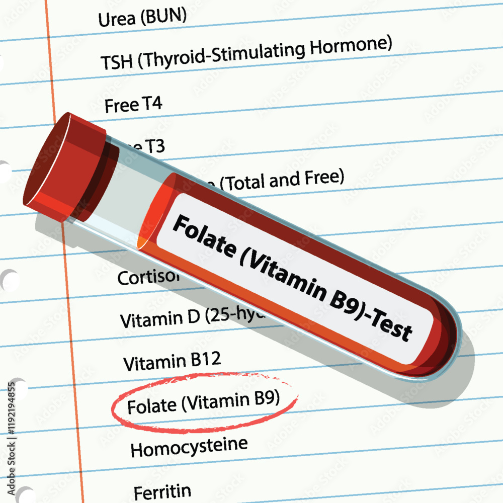 Obraz premium Folate Vitamin B9 Blood Test Illustration