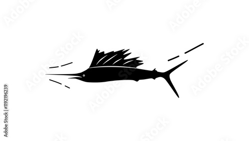 Sailfish symbol, black isolated silhouette