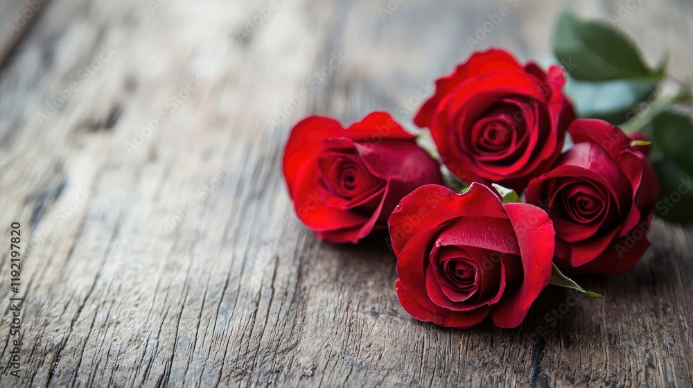 Romantic red roses on rustic wood. Perfect for Valentine's Day cards Romantic red roses on rustic wood. Perfect for Valentine's Day cards
