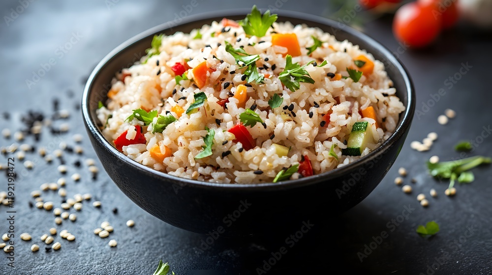 Delicious Vegetable Rice Bowl With Sesame Seeds Delicious Vegetable Rice Bowl With Sesame Seeds