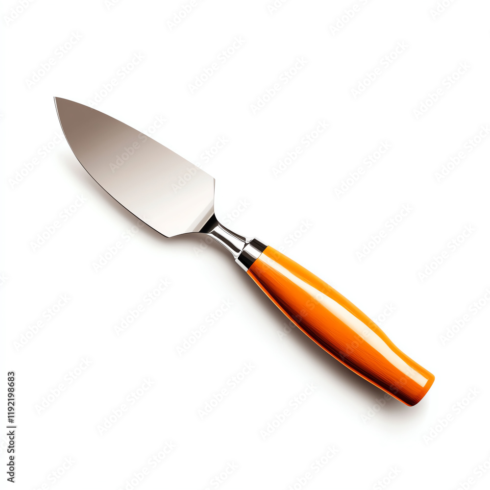 A sleek stainless steel knife with an orange handle, perfect for kitchen and culinary tasks, emphasizing quality and style. A sleek stainless steel knife with an orange handle, perfect for kitchen and culinary tasks, emphasizing quality and style.