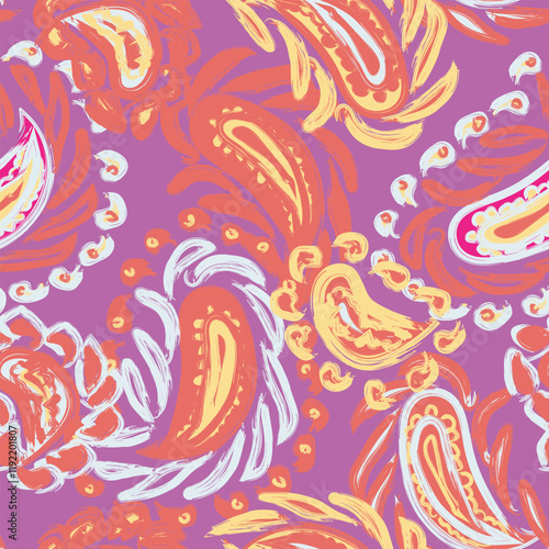 Colourful Paisley abstract Seamless Pattern Design