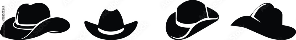 cowboy hat silhouettes icon set, headdress symbol, cap signs, bonnet silhouette, fedora shape, bowler, trilby baseball cap isolated on transparent background, used for mobile apps, web design elements cowboy hat silhouettes icon set, headdress symbol, cap signs, bonnet silhouette, fedora shape, bowler, trilby baseball cap isolated on transparent background, used for mobile apps, web design elements