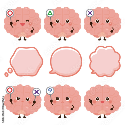 ○×△の札を持った脳のキャラクター