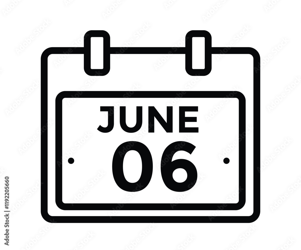 June 6 - Daily Calendar Icon with day of month
June 6 - Daily Calendar Icon with day of month