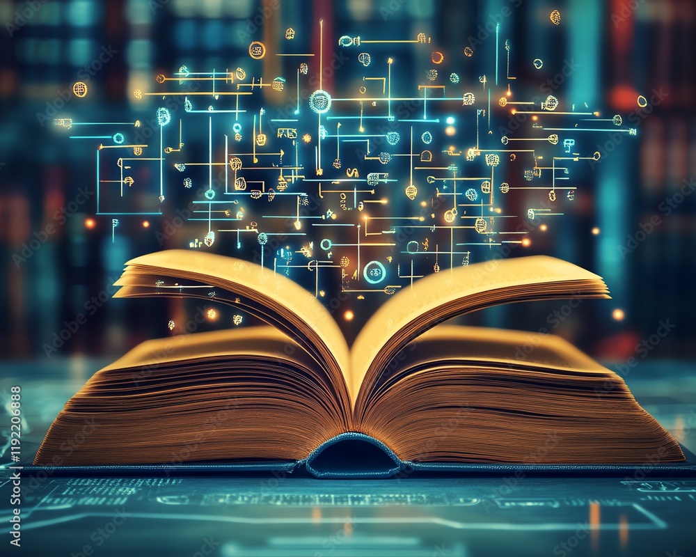 Fototapeta premium Advanced online library, interactive internet education platform, modern digital resources, accessible knowledge and learning tools, future of education