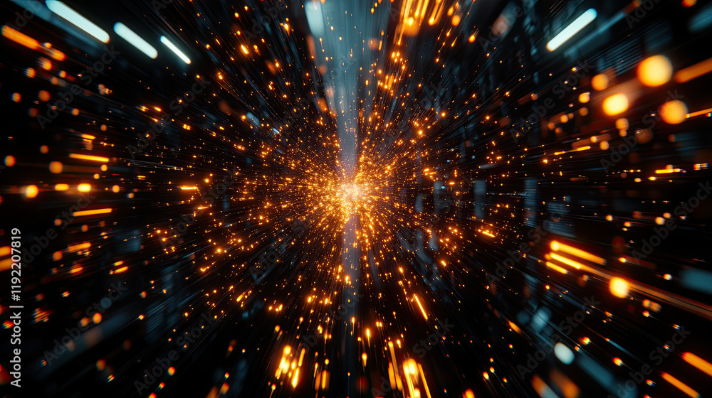 A burst of light and energy emanates from a central point, surrounded by dynamic streaks and particles, creating a captivating visual effect. A burst of light and energy emanates from a central point, surrounded by dynamic streaks and particles, creating a captivating visual effect.