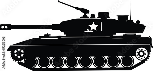 military weapon tank  silhouette simple flat vector