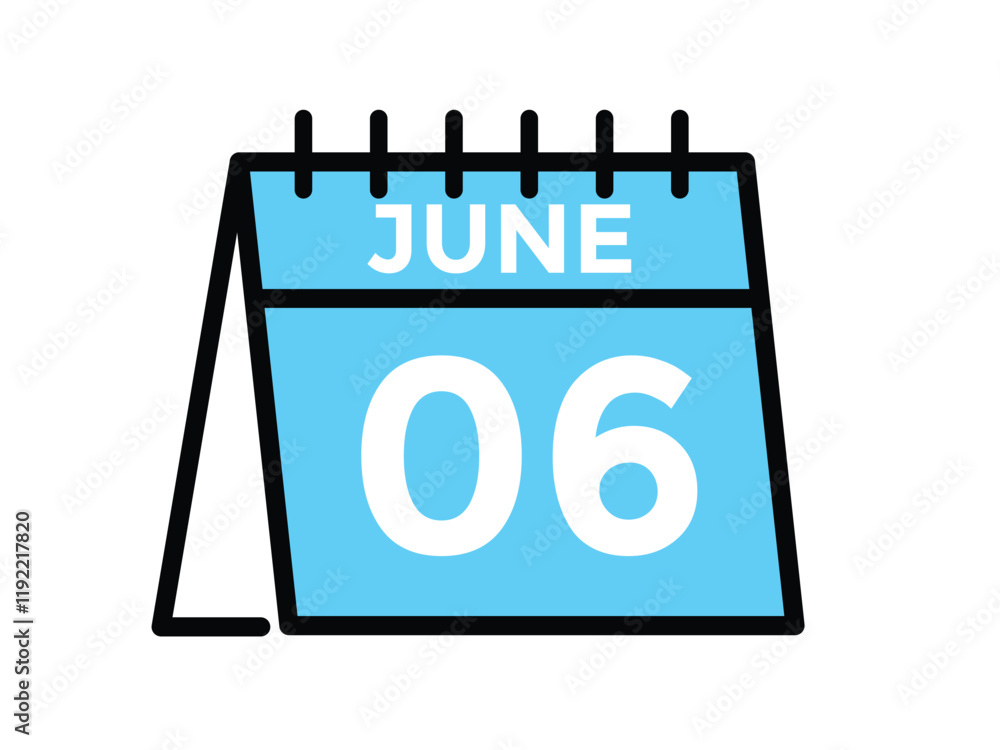 June 6 - Daily Calendar Icon with day of month
