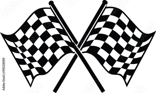 two crossed checkered Flag NASCAR Racing flag silhouette,Racing start and finish checkered flag