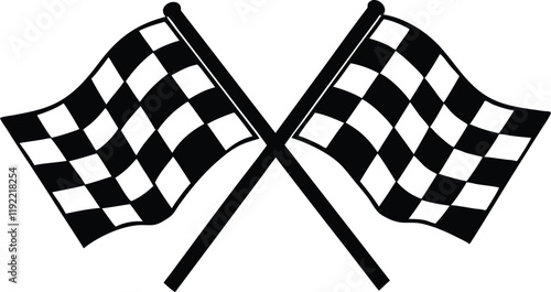 two crossed checkered Flag NASCAR Racing flag silhouette,Racing start and finish checkered flag